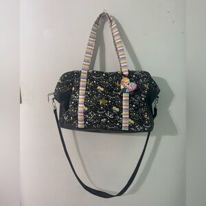 Betsey Johnson rare Travel Bag weekender duffle  rainbow cosmic kitties cats